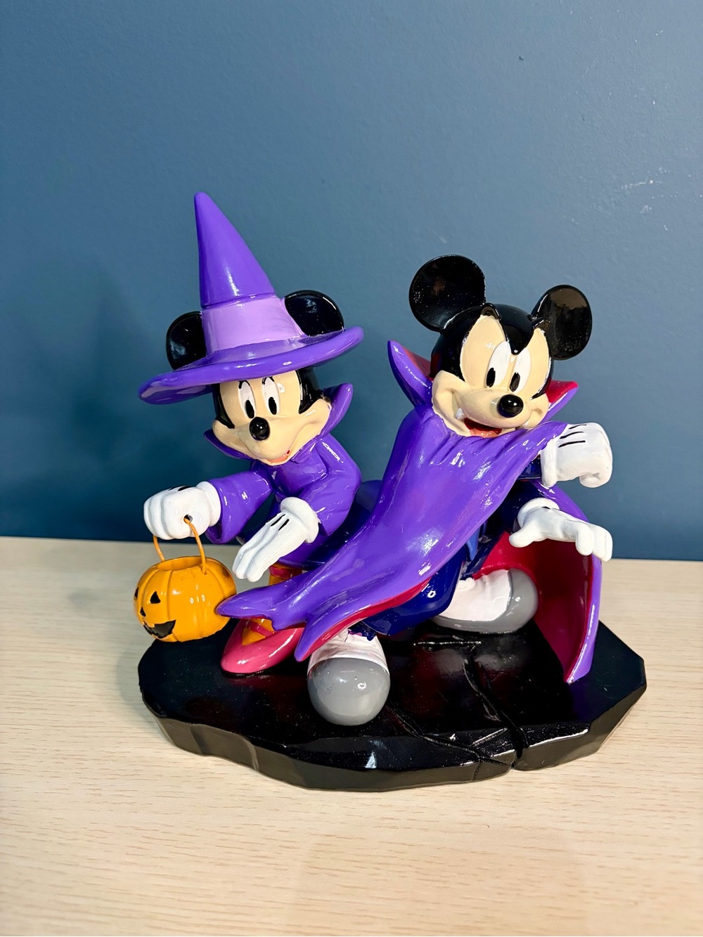 Disney Mickey and Minnie Halloween Figurines in Purple and Black